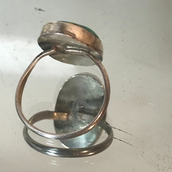 Genuine Turquoise Ring Size 13 Solid Sterling Silver Mountain Pilot 925 Handmade - Picture 5 of 8